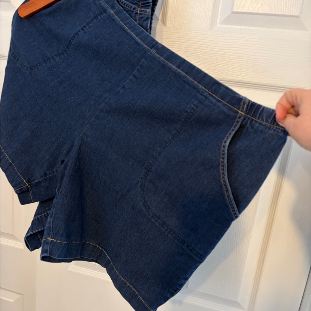 2 pair Just My Size Women's High Waist Denim Shorts, with pockets! Dark Blue